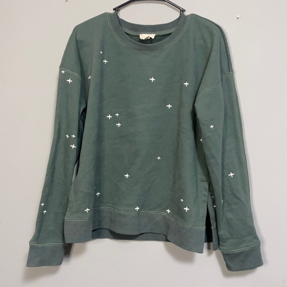 Green Embroidered Sweatshirt with Stars